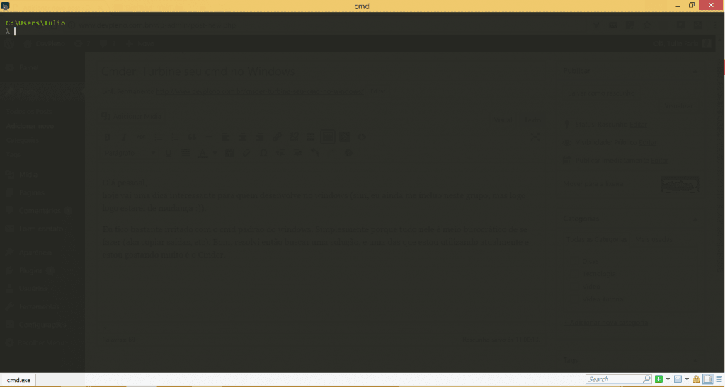 Interface do Cmder