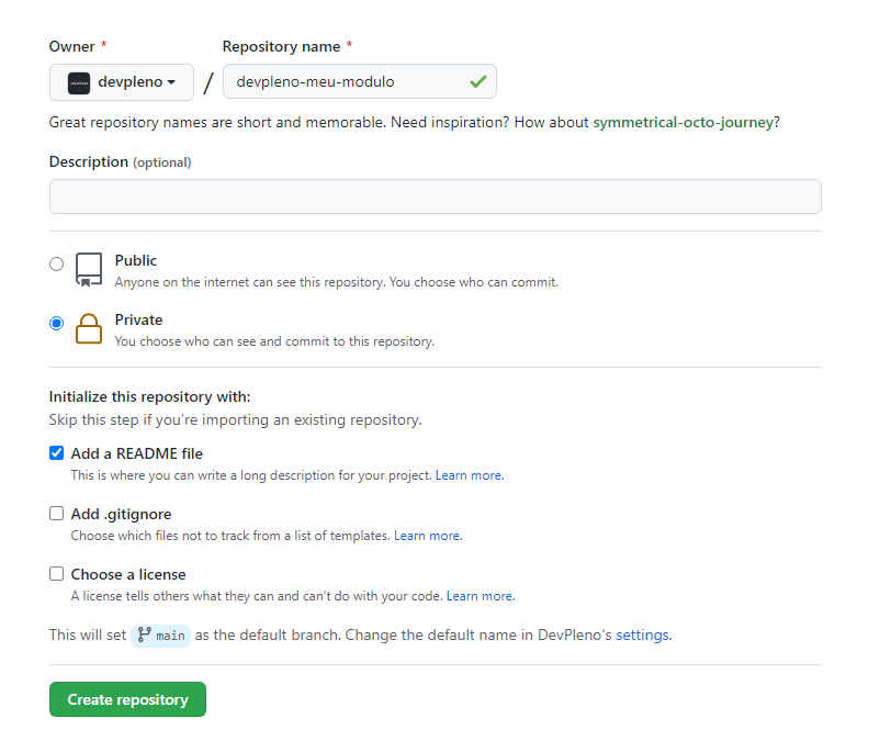 Criando Repositório
